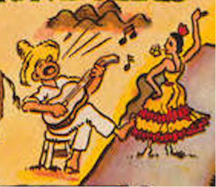 Figure 7: Exotic culture can be found along the border between Honduras and Nicaragua; a man with a guitar sings and a woman with a flower in her teeth dances.