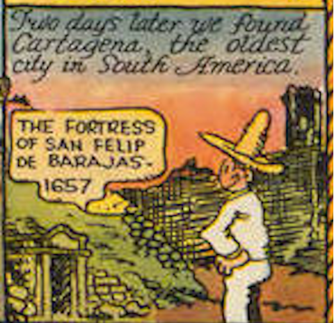 Figure 10: Godwin rewrites history in his cartoon boxes, allowing foreigners to stake their claim over Latin America in the past and present.