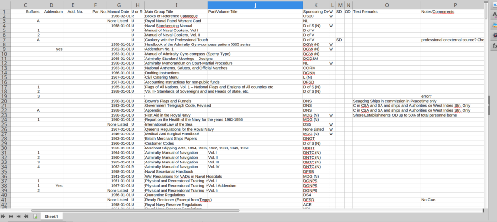 A screenshot of the transcription spreadsheet for comparison