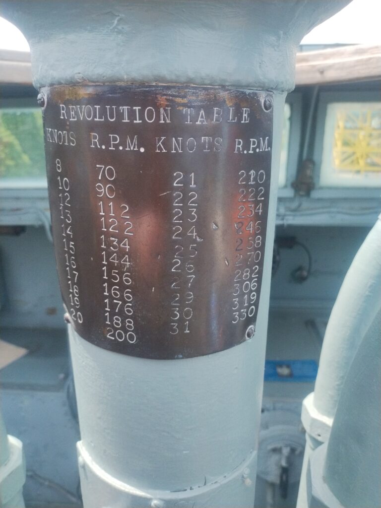 a chart for Haida with a list of speeds and the RPMs required to achieve those speeds