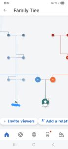 My tree on 23 and Me - how I'm related to a cousin, but need to do more work to add the names.