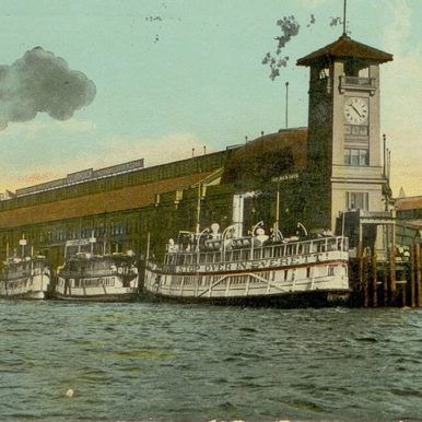 Steamboat at Colman Dock, Seattle, circa 1912