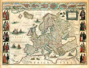 Map of Europe from 17th century Blaeu Atlas