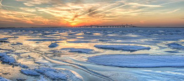 Chesapeake shoreline, with icy patches