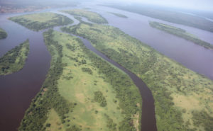Aerial view of the Congo River near Kisangani