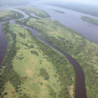 Aerial view of the Congo River near Kisangani