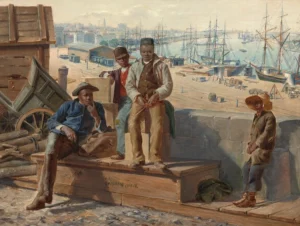 Image of Black sailors at American port