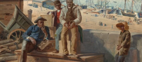 Image of Black sailors at American port