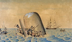 Engraving of nineteenth-century whalers