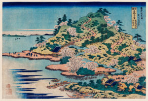 Hokusai woodblock print of coastline