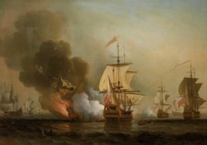 Early modern piracy battle at sea