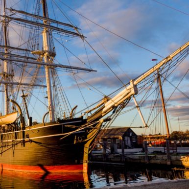 Ship docked at Mystic Seaport Museum