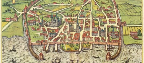 Medieval map of port city